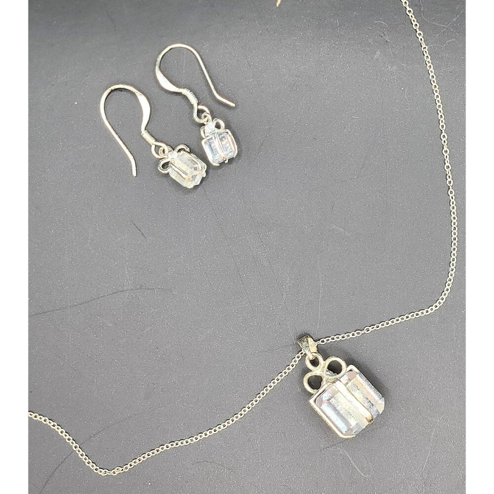 Pendant & Earrings Set Crystal and 925 Silver Modern Holiday style - Picture 5 of 6